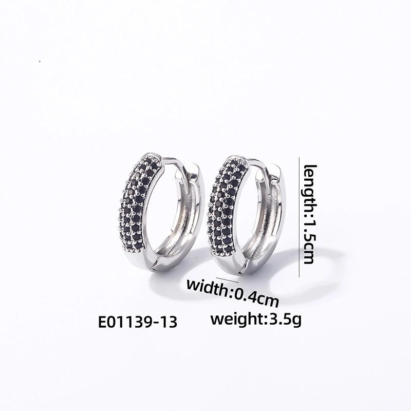 1 Pair Casual Modern Style Round Inlay Copper Zircon K Gold Plated Rhodium Plated Earrings