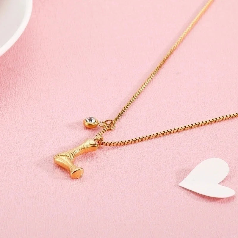 Titanium Steel 18K Gold Plated Plating Letter Necklace