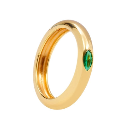 European And American Inlaid Multicolor Zircon 18k Gold-plated Smooth Copper Ring