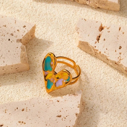 Elegant Minimalist Geometric 304 Stainless Steel Enamel Stainless Steel Rings