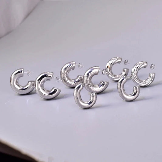 1 Pair Minimalist Geometric 304 Stainless Steel 18K Gold Plated Ear Studs