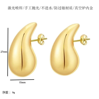 1 Pair Minimalist Water Droplets Plating Stainless Steel 18k Gold Plated Ear Studs