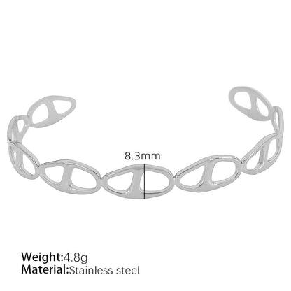 Titanium Steel 18K Gold Plated IG Style Cool Style Plating Circle Waves Bangle