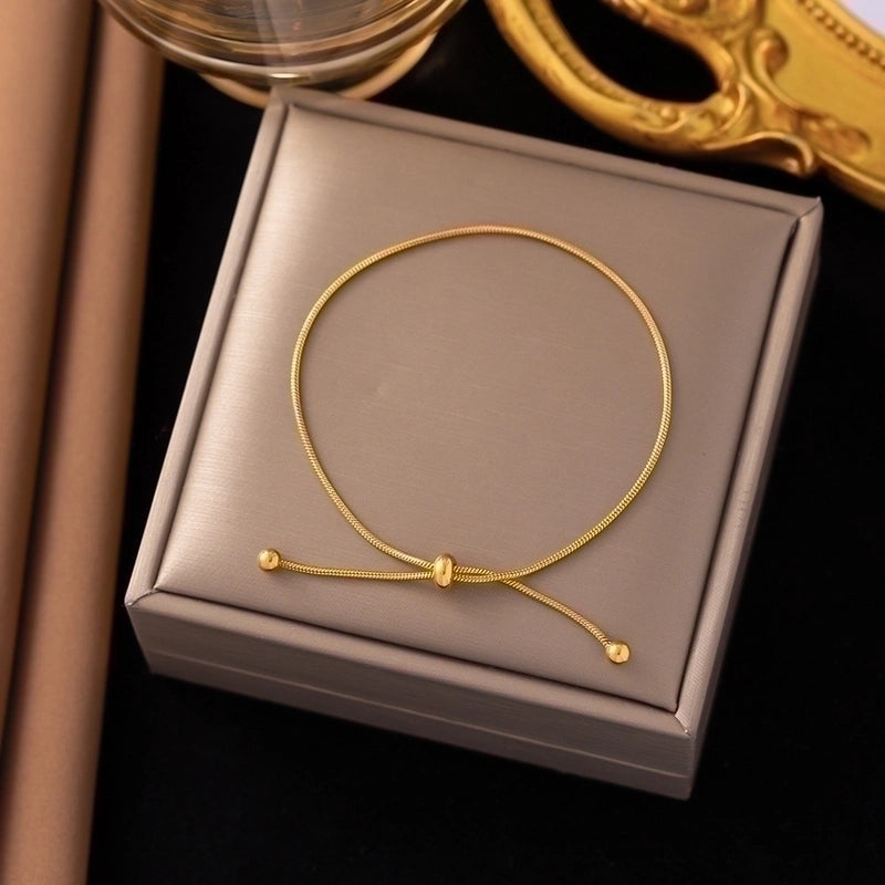 304 Stainless Steel 18K Gold Plated Minimalist Solid Color Bracelets Anklet Necklace