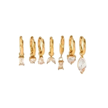 1 Pair Vintage Style Water Droplets Heart Shape Rectangle Polishing Plating Inlay 304 Stainless Steel Zircon Drop Earrings