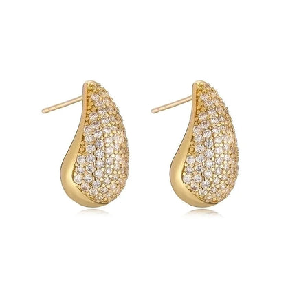 1 Pair Ig Style Casual Minimalist Water Droplets Plating Inlay Copper Zircon 18k Gold Plated Ear Studs