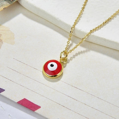 Fashion Devil\'s Eye Copper Enamel Pendant Necklace
