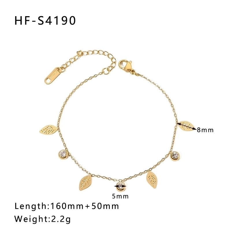 Minimalist Heart Shape Stainless Steel 18K Gold Plated Artificial Rhinestones Rhinestones Shell Bracelets In Bulk