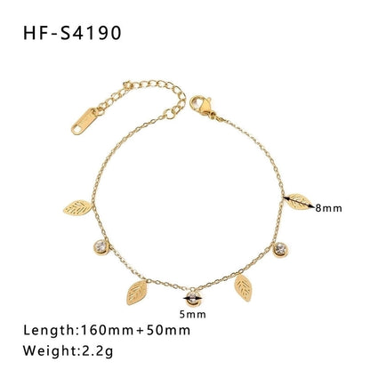 Minimalist Heart Shape Stainless Steel 18K Gold Plated Artificial Rhinestones Rhinestones Shell Bracelets In Bulk