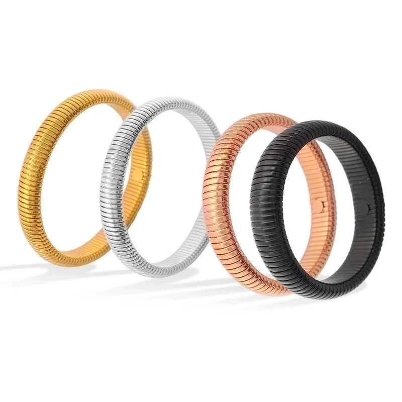 Streetwear Solid Color 304 Stainless Steel 18K Gold Plated Bangle In Bulk