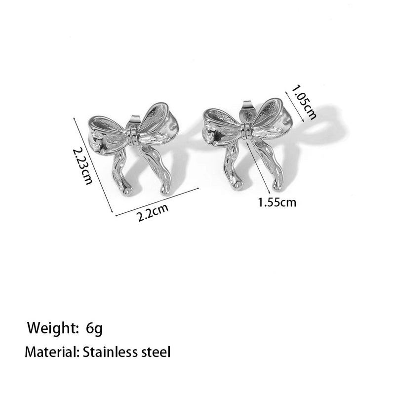 Elegant Sweet Streetwear Bow Knot Titanium Steel Plating Bracelets Earrings Necklace