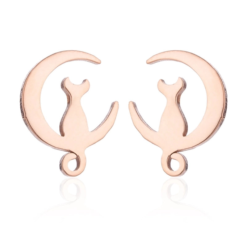 Minimalist Christmas Tree Heart Shape Elk Stainless Steel Plating Hollow Out Ear Studs 1 Pair