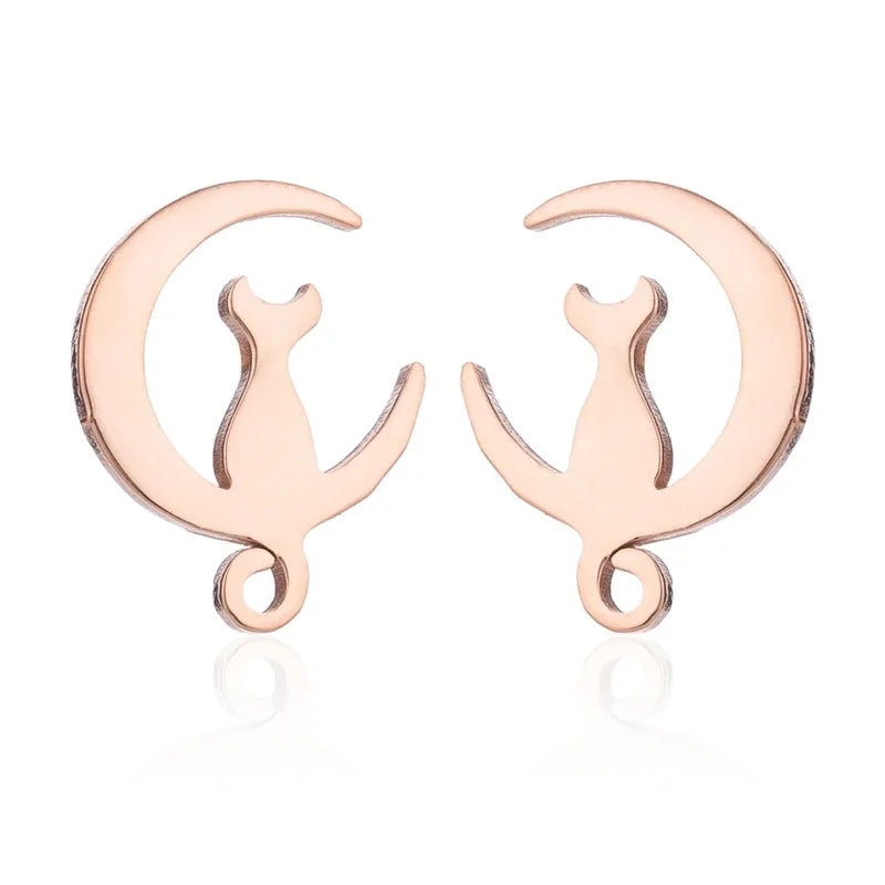 Minimalist Christmas Tree Heart Shape Elk Stainless Steel Plating Hollow Out Ear Studs 1 Pair