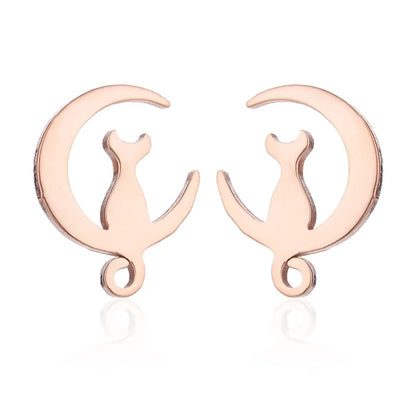 Minimalist Christmas Tree Heart Shape Elk Stainless Steel Plating Hollow Out Ear Studs 1 Pair