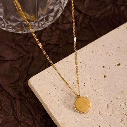 Titanium Steel Copper Leaf Heart Shape Pendant Necklace