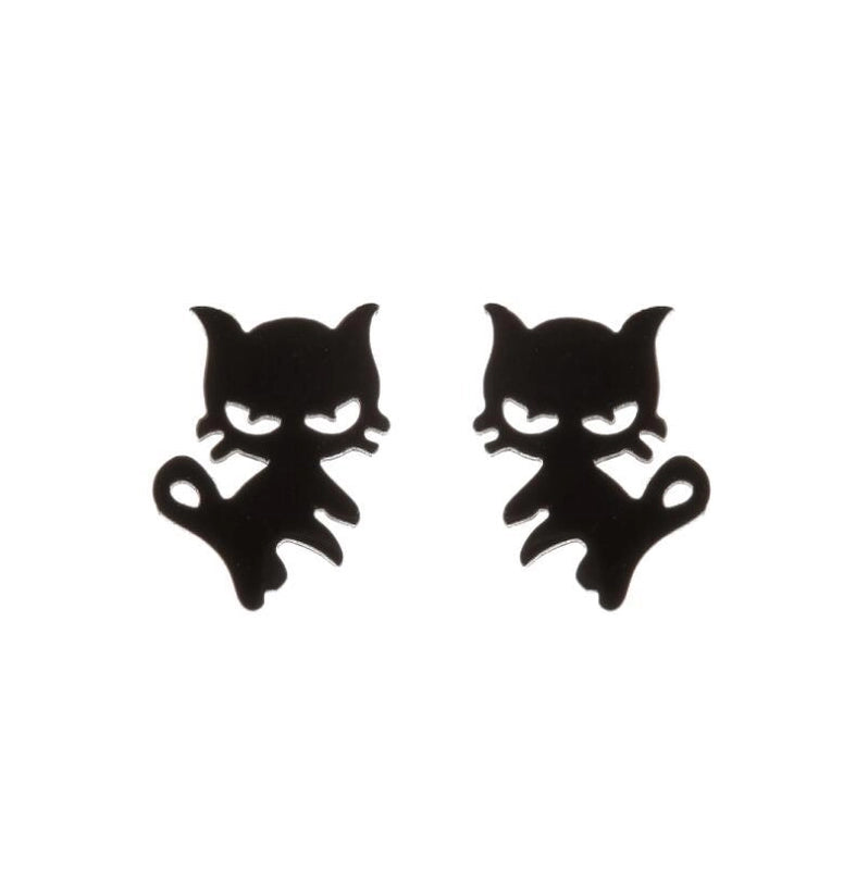 1 Pair Fashion Cat 304 Stainless Steel 18K Gold Plated Ear Studs