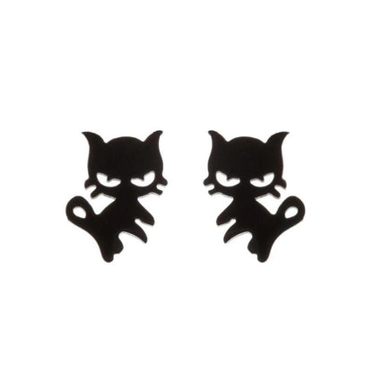 1 Pair Fashion Cat 304 Stainless Steel 18K Gold Plated Ear Studs