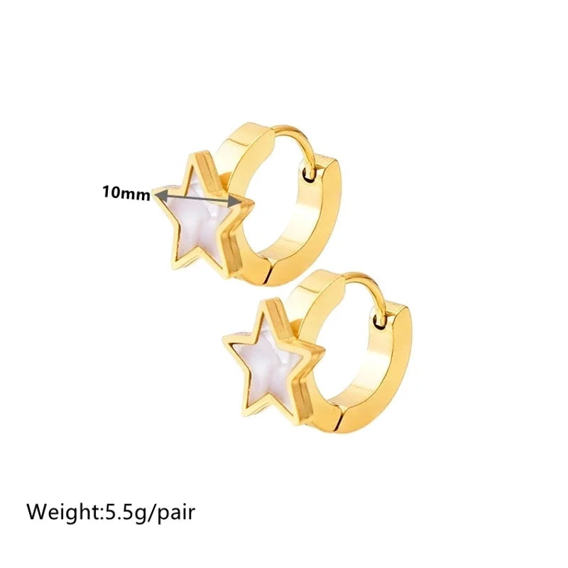 Titanium Steel 18K Gold Plated Elegant Minimalist Inlay Star Heart Shape Acrylic Earrings Anklet Necklace