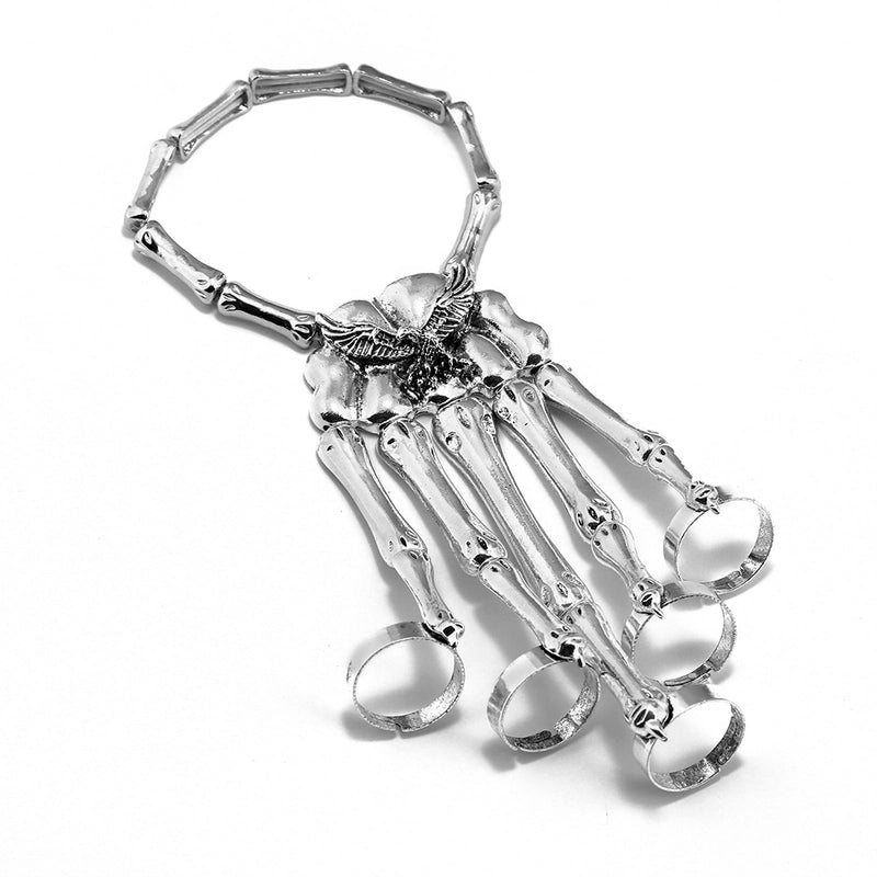 Hot Exaggerated Metal Skeleton Skull Bracelet Ghost Claw Finger Bracelet Halloween Jewelry