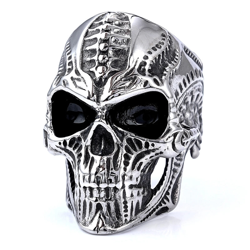 Retro Exaggerated Punk Skull 304 Stainless Steel Halloween Men'S Rings