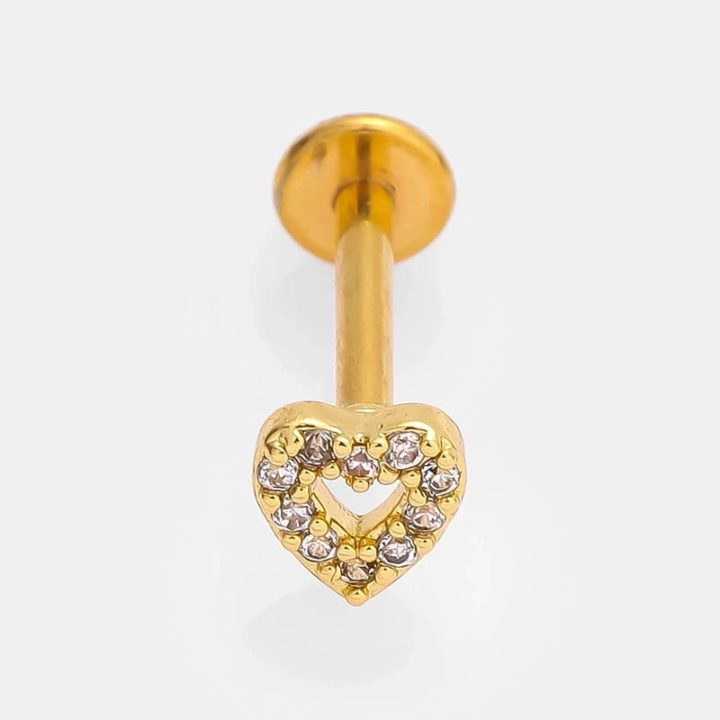 1 Piece Lip Rings Minimalist Commute Leaves Heart Shape Flower 316L Stainless Steel Inlay Zircon 18K Gold Plated Ear Cartilage Rings & Studs