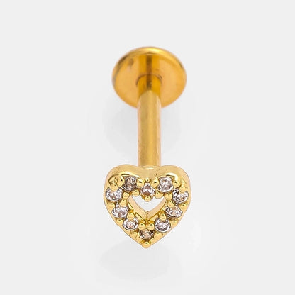 1 Piece Lip Rings Minimalist Commute Leaves Heart Shape Flower 316L Stainless Steel Inlay Zircon 18K Gold Plated Ear Cartilage Rings & Studs