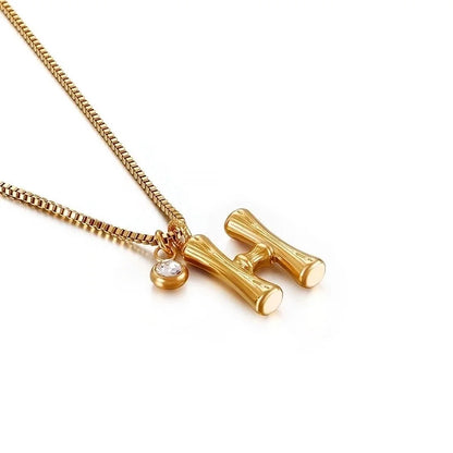 Titanium Steel 18K Gold Plated Plating Letter Necklace