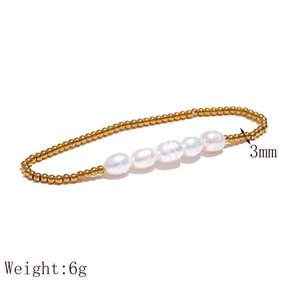 Vacation Beach Sweet Solid Color 304 Stainless Steel 18K Gold Plated Bracelets In Bulk