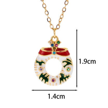 Classic Style Christmas Hat Christmas Tree Santa Claus Stainless Steel Copper Plating Inlay Zircon 18k Gold Plated Pendant Necklace