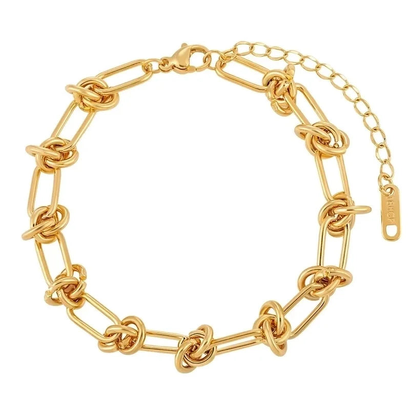 Hip-Hop Punk Solid Color Titanium Steel 18K Gold Plated Bracelets Necklace