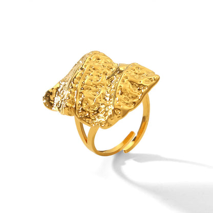 IG Style Ring Irregular Hammered Geometric Stainless Steel Electroplating Rings
