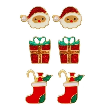 1 Set Minimalist Christmas Tree Santa Claus Christmas Socks Plating Alloy Drop Earrings Ear Studs