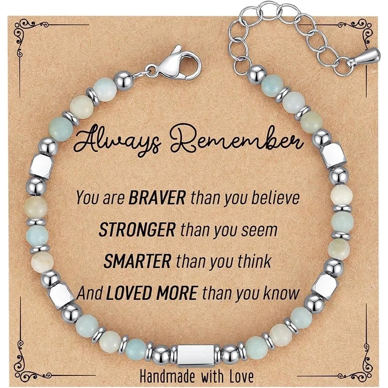 Minimalist Classic Style Round 304 Stainless Steel Natural Stone Bracelets In Bulk