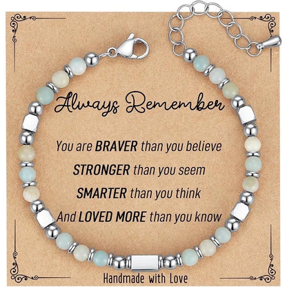 Minimalist Classic Style Round 304 Stainless Steel Natural Stone Bracelets In Bulk