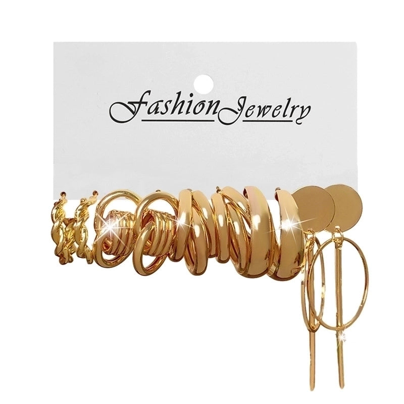 Retro Round Alloy Plating Artificial Pearls Women\'s Earrings Ear Studs 6-piece Set