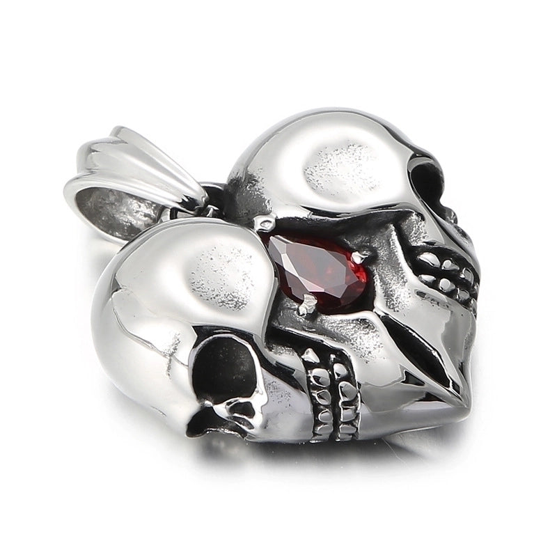 1 Piece Titanium Steel Heart Shape Skull Charms