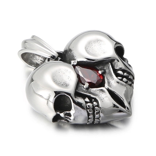 1 Piece Titanium Steel Heart Shape Skull Charms