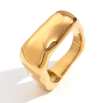 Minimalist Classic Style Solid Color 304 Stainless Steel 18K Gold Plated Plating Rings