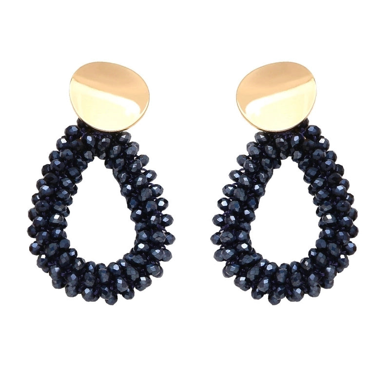 Retro Geometric Copper Beaded Drop Earrings 1 Pair