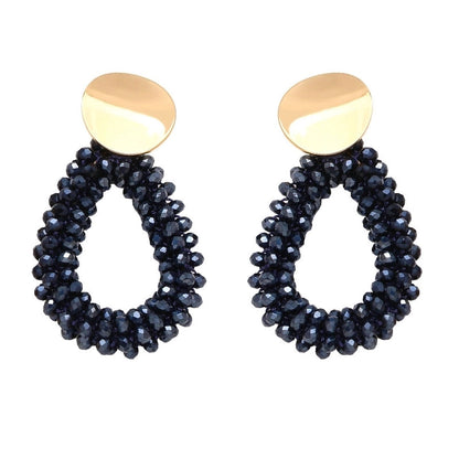 Retro Geometric Copper Beaded Drop Earrings 1 Pair