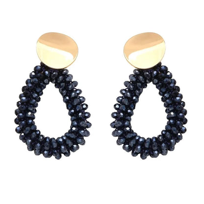 Retro Geometric Copper Beaded Drop Earrings 1 Pair