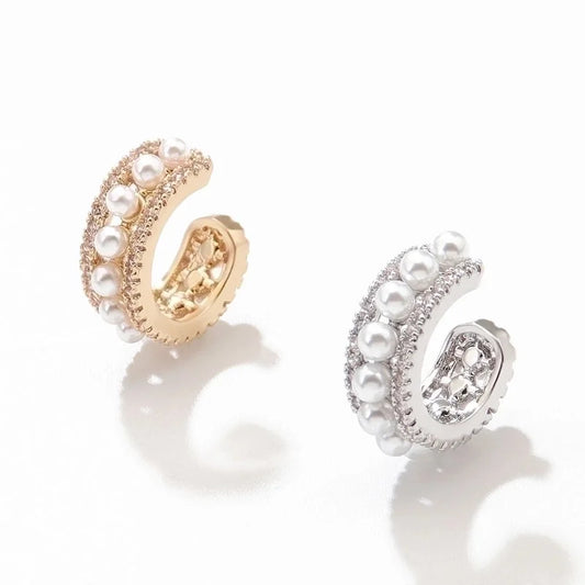 1 Piece Fairy Style C Shape Plating Inlay Copper Pearl Zircon Gold Plated Silver Plated Ear Clips