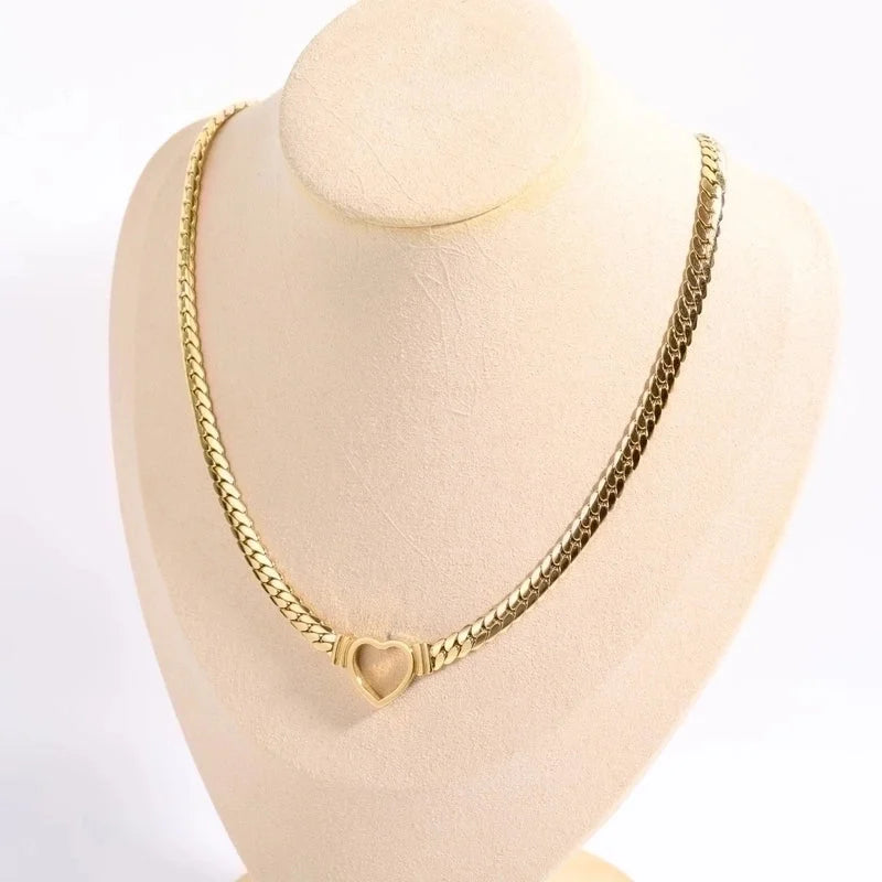 201 Stainless Steel Copper Streetwear Plating Heart Shape Necklace