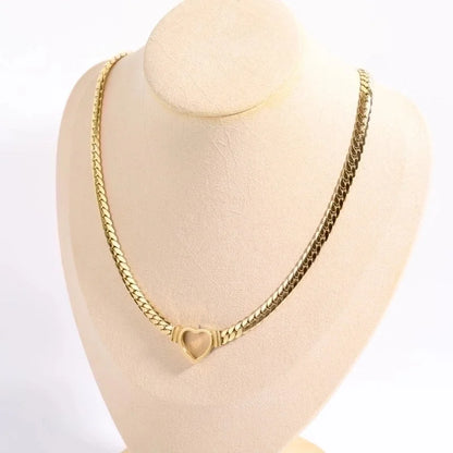 201 Stainless Steel Copper Streetwear Plating Heart Shape Necklace