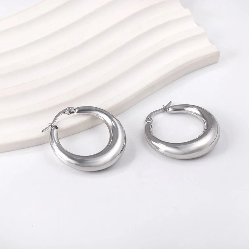 1 Pair Minimalist Classic Style Geometric Plating Stainless Steel Earrings