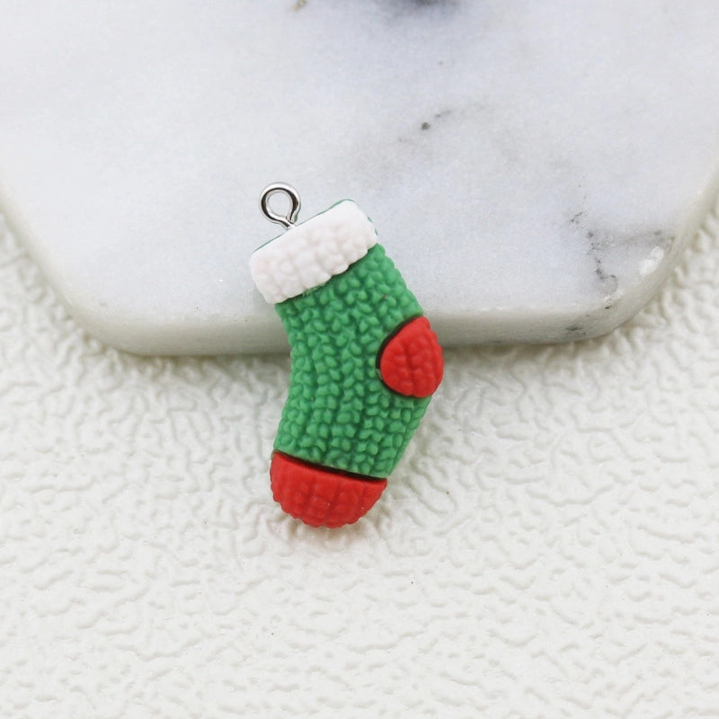 DIY Jewelry Accessories Resin Christmas Series Pendant Christmas Snowflake Hat Bear Key Chain Pendant Pendant