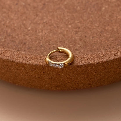 1 Piece Ear Cartilage Rings & Studs Minimalist Classic Style Shiny Round 316L Stainless Steel Plating Inlay Zircon