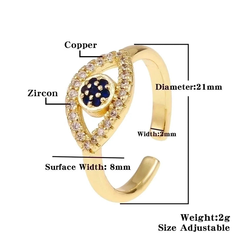 Fashion Enamel Drip Oil Evil Eye Retro Copper Tail Ring