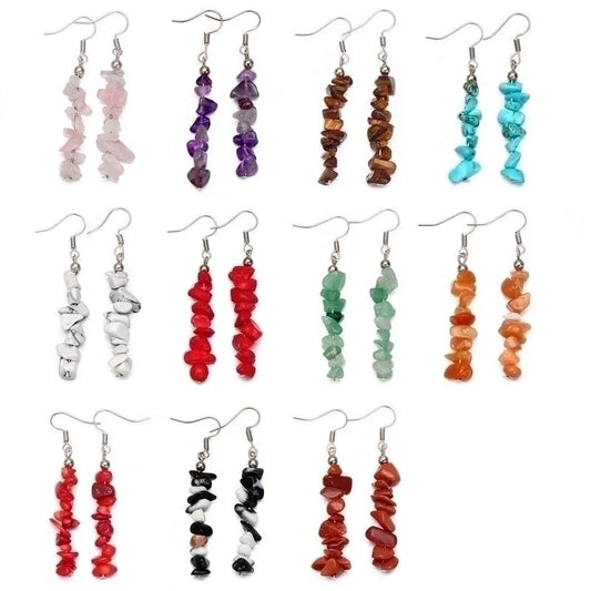 1 Pair Retro Irregular Plating Natural Stone Drop Earrings
