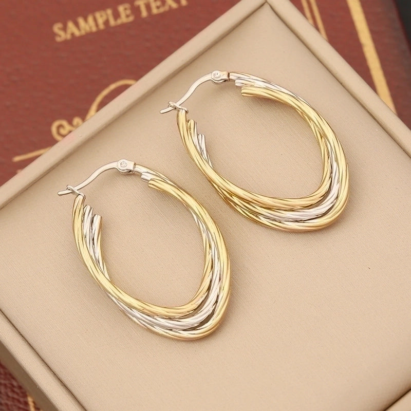 1 Pair Modern Style Round Plating Stainless Steel 18K Gold Plated Earrings